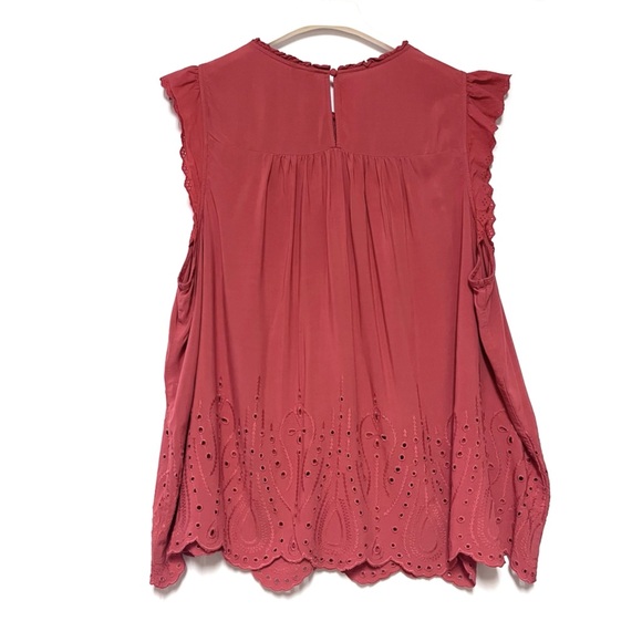 Torrid Eyelet Pintuck Detail Top Plus SZ 5X Burnt Orange Feminine Boho Festival - Picture 3 of 16